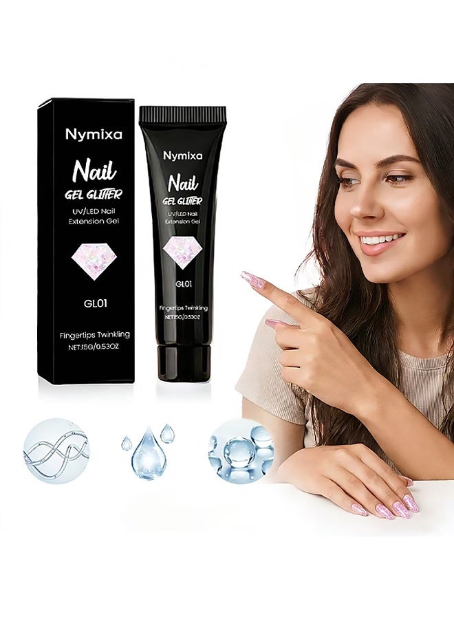 Nymixa Bright Flash Nail Extension Glue - Lightweight, Stable, Easy to Use and Portable - Ideal for Daily Home Nail Extension Glue - 15g - Image 1